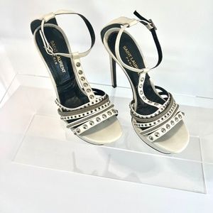 YSL White Chain Heels